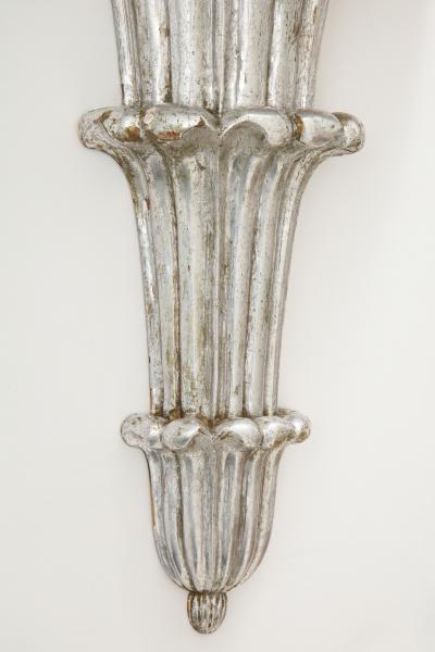Pair of Art Deco Venetian Carved Silver Leafed Wall Brackets