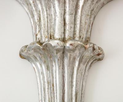 Pair of Art Deco Venetian Carved Silver Leafed Wall Brackets