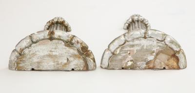 Pair of Art Deco Venetian Carved Silver Leafed Wall Brackets