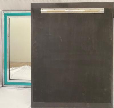 Pair of Art Deco Wall Mantle or Console Mirrors with Turquoise Beveled Frames