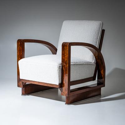 Pair of Art Deco Walnut Armchairs 1920s
