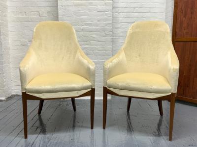 Pair of Art Deco Walnut Side Chairs in Mohair