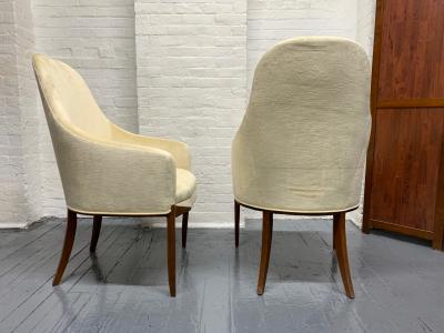 Pair of Art Deco Walnut Side Chairs in Mohair