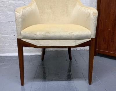 Pair of Art Deco Walnut Side Chairs in Mohair