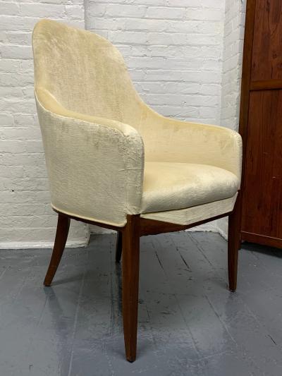 Pair of Art Deco Walnut Side Chairs in Mohair
