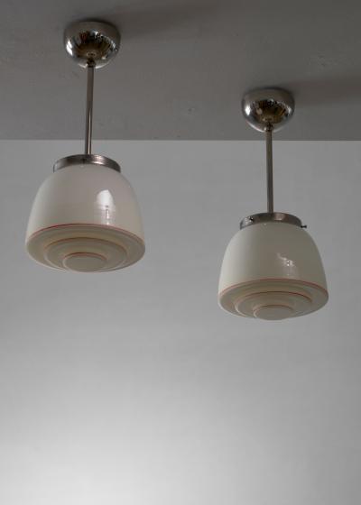 Pair of Art Deco glass pendants