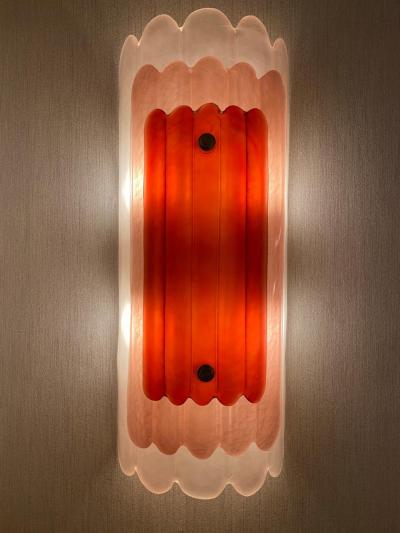 Pair of Art Deco style Pink Murano Glass Wall Sconces in stock