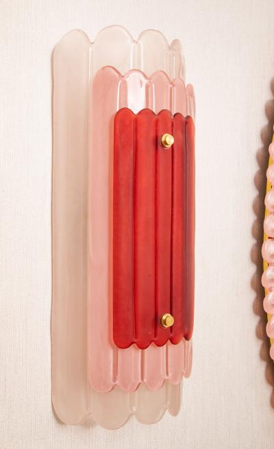 Pair of Art Deco style Pink Murano Glass Wall Sconces in stock