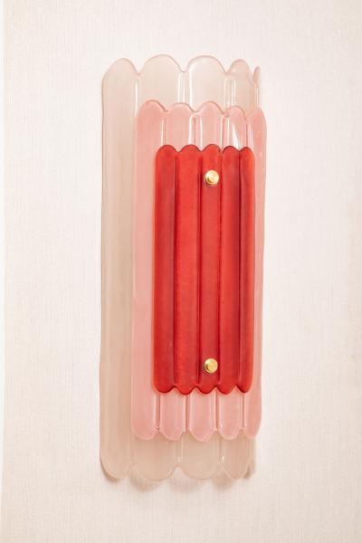 Pair of Art Deco style Pink Murano Glass Wall Sconces in stock