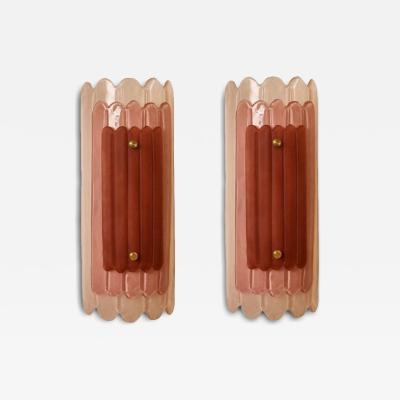 Pair of Art Deco style Pink Murano Glass Wall Sconces in stock