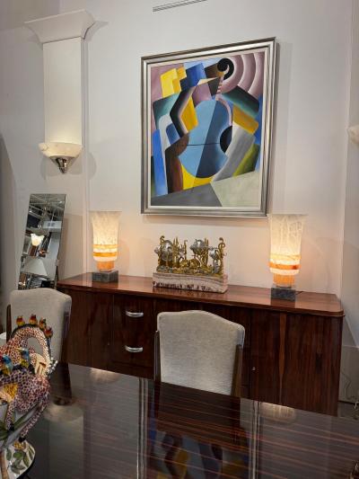 Pair of Art Deco urn shaped Alabaster lamps