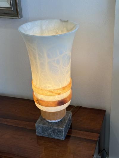 Pair of Art Deco urn shaped Alabaster lamps