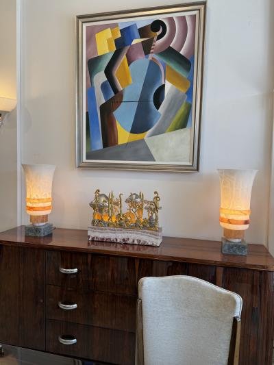 Pair of Art Deco urn shaped Alabaster lamps