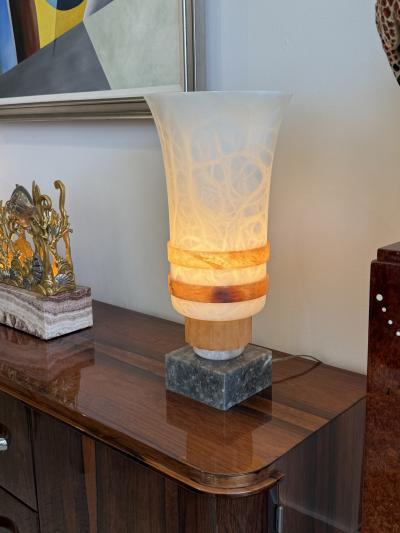 Pair of Art Deco urn shaped Alabaster lamps