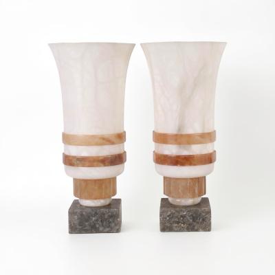 Pair of Art Deco urn shaped Alabaster lamps