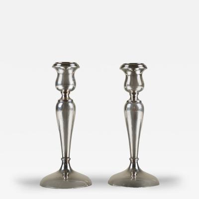 Pair of Art Deco vintage English silver hallmarked candlesticks 1921