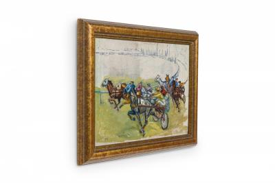 Pair of Art Modern Racehorses Paintings