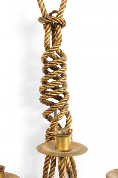 Pair of Art Moderne Rope and Tassel Gilt Wall Sconces