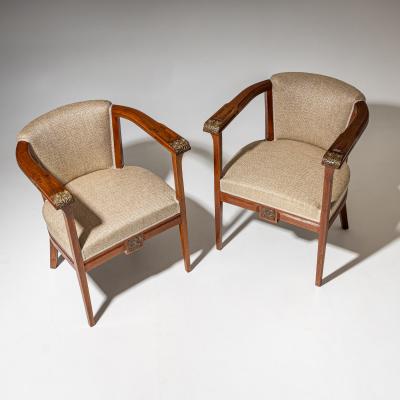 Pair of Art Nouveau Armchairs attributed to Angelo Sello Italy early 20th C 