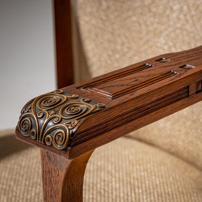 Pair of Art Nouveau Armchairs attributed to Angelo Sello Italy early 20th C 