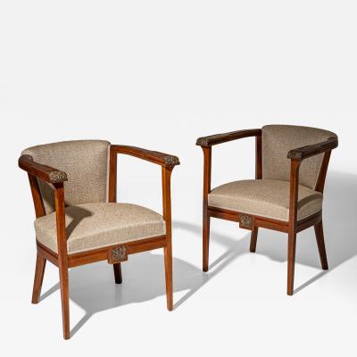 Pair of Art Nouveau Armchairs attributed to Angelo Sello Italy early 20th C 