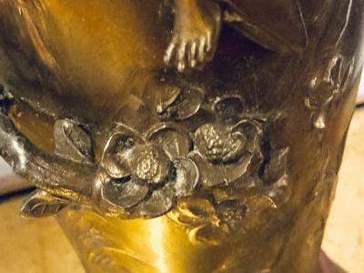 Pair of Art Nouveau Figural Urns Mounted as Lamps