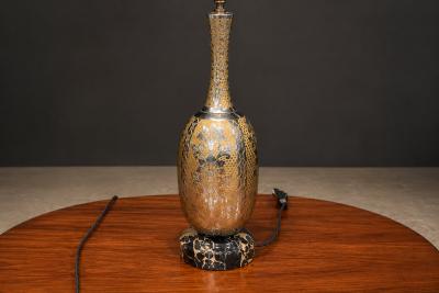 Pair of Art Nouveau Table Lamps in Metal Brass and Marble US 1930s