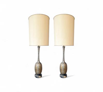 Pair of Art Nouveau Table Lamps in Metal Brass and Marble US 1930s Lot 825