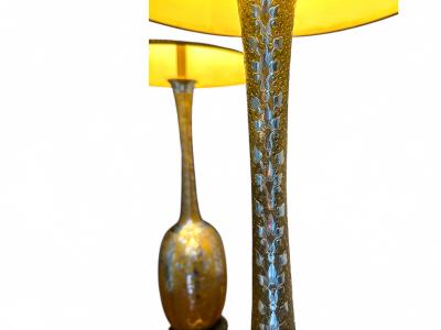 Pair of Art Nouveau Table Lamps in Metal Brass and Marble US 1930s Lot 825
