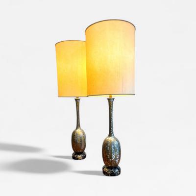 Pair of Art Nouveau Table Lamps in Metal Brass and Marble US 1930s Lot 825