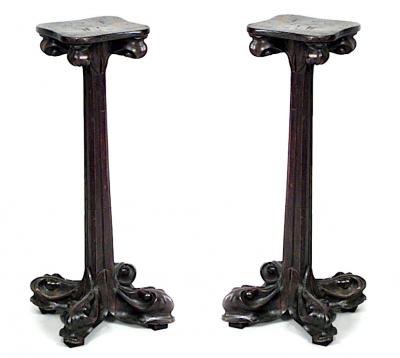 Pair of Art Nouveau Walnut Pedestals