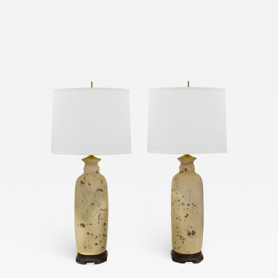 Pair of Artisan Ceramic Asian Style Table Lamps 1960s