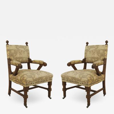 Pair of Arts Crafts Mahogany Arm Chairs