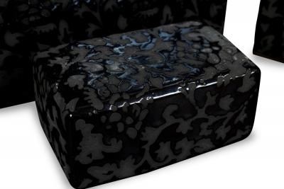 Pair of Asian Contemporary Black and Grey Ceramic Decorative Lidded Jar
