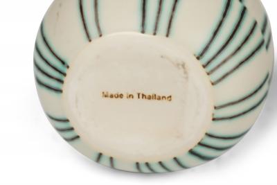 Pair of Asian Contemporary Style Staggered Lines Ceramic Vases
