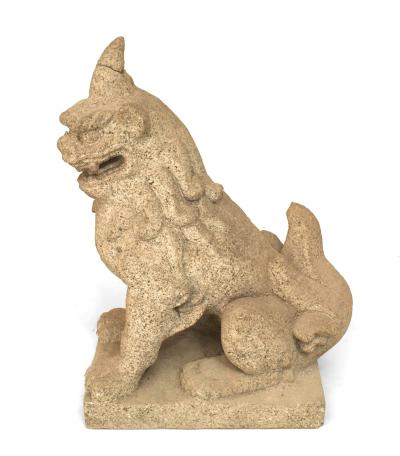 Pair of Asian Granite Foo Dog Figures