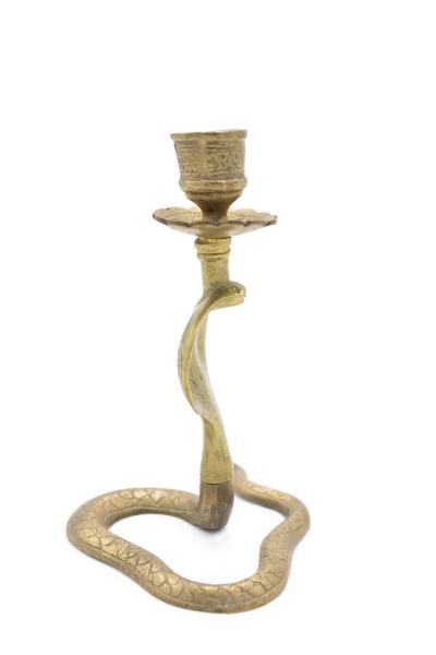 Pair of Asian Siamese Style Bronze Cobra Candlesticks