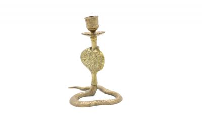 Pair of Asian Siamese Style Bronze Cobra Candlesticks