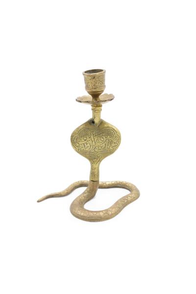 Pair of Asian Siamese Style Bronze Cobra Candlesticks