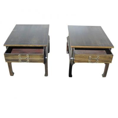 Pair of Asian Style Wood Nightstands