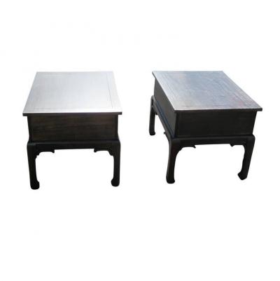 Pair of Asian Style Wood Nightstands