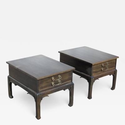 Pair of Asian Style Wood Nightstands