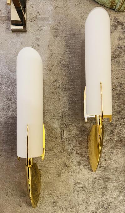 Pair of Austrian 1990s High Style Golden Wall Lamps