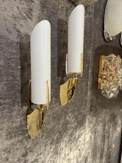 Pair of Austrian 1990s High Style Golden Wall Lamps