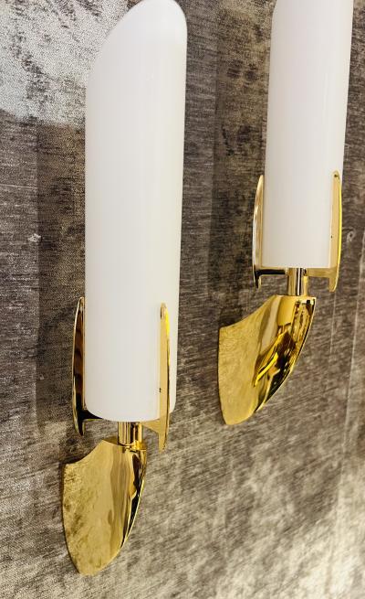 Pair of Austrian 1990s High Style Golden Wall Lamps