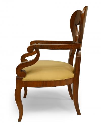 Pair of Austrian Biedermeier Cherrywood Arm Chairs
