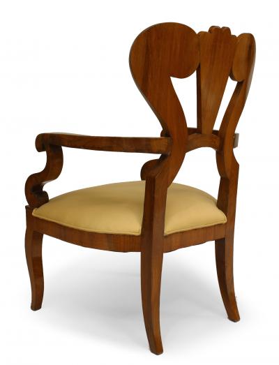 Pair of Austrian Biedermeier Cherrywood Arm Chairs