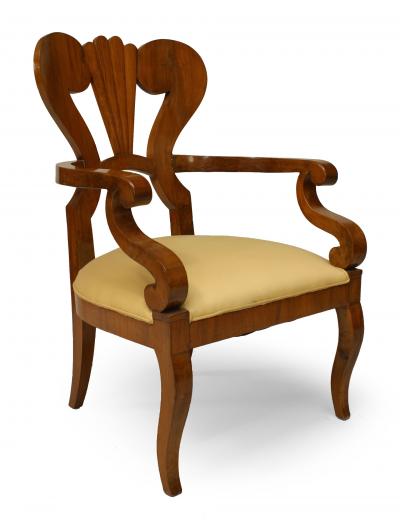 Pair of Austrian Biedermeier Cherrywood Arm Chairs