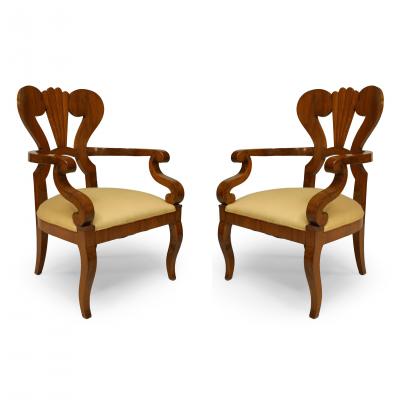 Pair of Austrian Biedermeier Cherrywood Armchairs