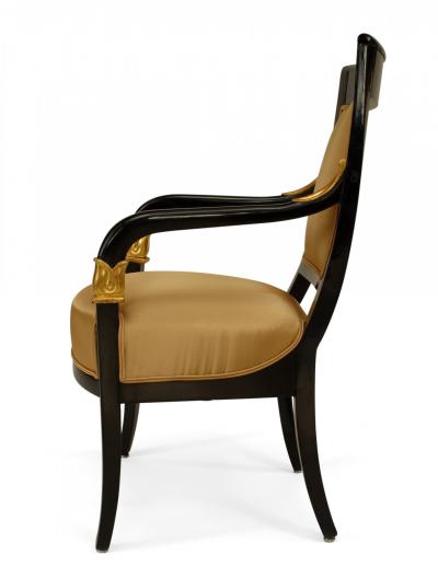 Pair of Austrian Biedermeier Ebonized Upholstered Armchairs